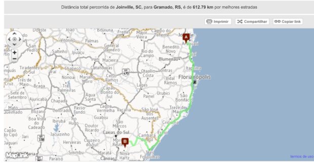 Rota de Joinville até Gramado - Viagem de Carro