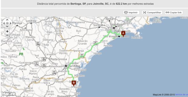 Rota de Bertioga até Joinville - Viagem de Carro