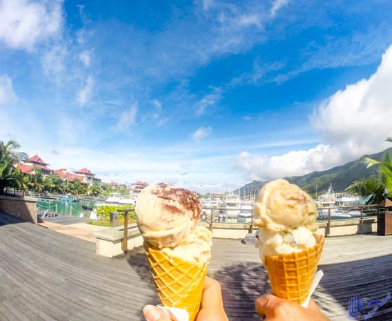 Ice cream na Marina na Eden Island em Mahe - Seychelles Sorvete Marina na Eden Island em Mahe - Seychelles